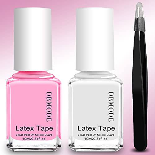 Liquid Latex for Nails - 20ML Upgraded Fast Drying Peel Off Nail Polish Barrier Cuticle Guard, Stamping Skin Protector Latex Tape with Bonus Tweezers for Various Nail Art by DR.MODE