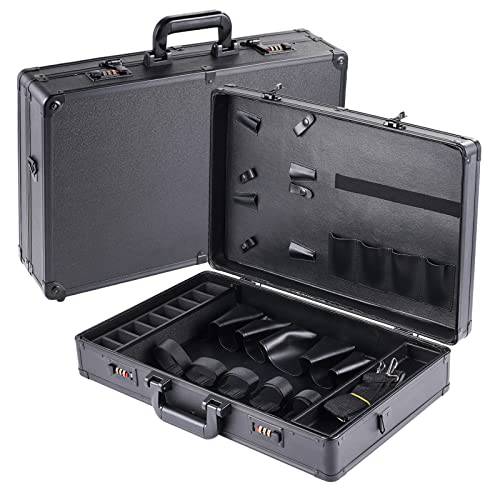 Professional Barber Case, Stylist Tool Box Organizer 22 x 13 x 3.9 inch Barber Box with Shoulder Strap for Clippers, Scissors, Barber Supplies (Black)