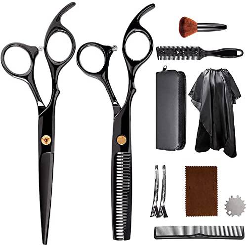 Hair Cutting Scissors - Professional Haircut Scissors Kit, Sharp Hair Cutting Shears with Hair Cut Shear & Thinning Scissor, Stainless Steel Hairdressing Shears Set for Barber/Salon/Women/Men 12 PCS