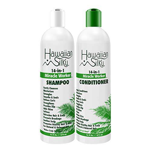 Hawaiian Silky Miracle Worker Shampoo & Conditioner, 16 fl oz | Strengthen & Repair Damaged Hair | Sulfate-Free, Paraben-Free