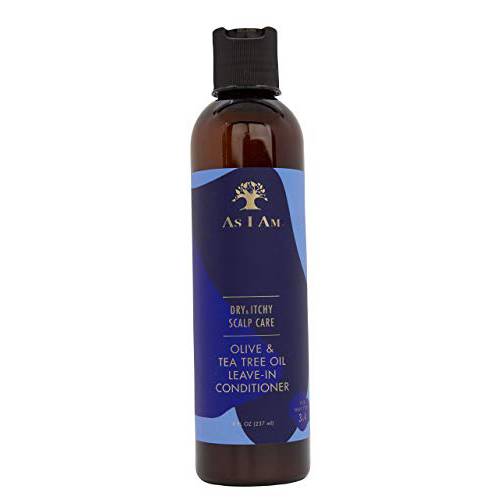 As I Am Dry & Itchy Scalp Care Leave In Conditioner - 8 ounce - Enriched with Piroctone Olamine, Ceramides, Olive Oil, and Tea Tree Oil