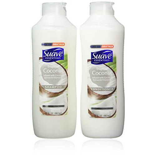 Suave Essentials Shampoo & Conditioner Set, Tropical Coconut, 30 Ounce Each