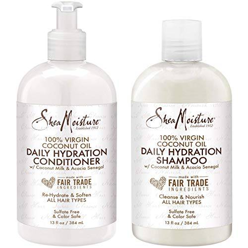 Shea Moisture 100% Virgin Coconut Oil Daily Hydration Shampoo & Conditioner | 13 fl. oz. Each