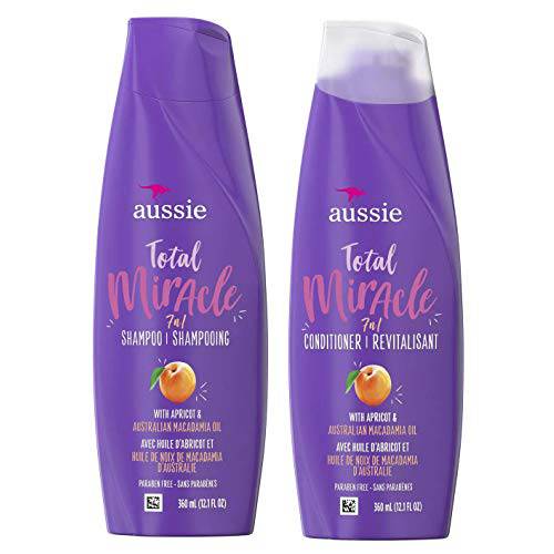 Aussie Total Miracle Collection 7n1 Shampoo and Conditioner Set, 12.1 Fluid Ounce Each