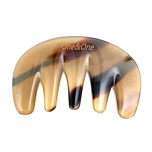 Massage Comb,Scraping Scalp Comb,Multi-Functional Handheld Head Massage Tool - Made of Natural Ox horn with Large five teeth for Massage Scale.