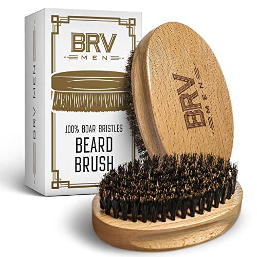 25+ Years, BRV MEN Natural Firm Boar Bristles Beard Brush. The Ideal Gift For Men (Beechwood)
