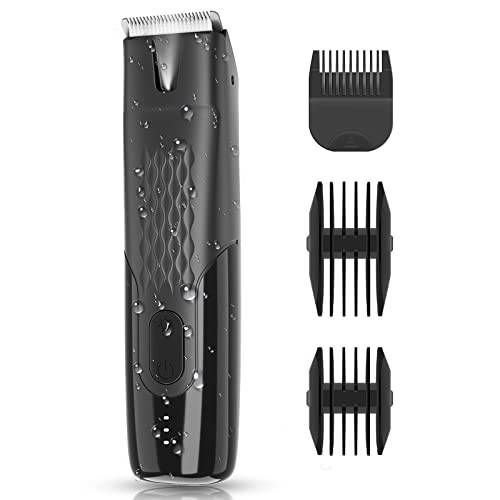 NetCan Body Hair Trimmer for Men, Electric Shaver for Men, Replaceable Ceramic Blade Heads, Waterproof Wet/Dry Clippers, Rechargeable Pubic Hair Trimmer, Ultimate Male Hygiene Razor
