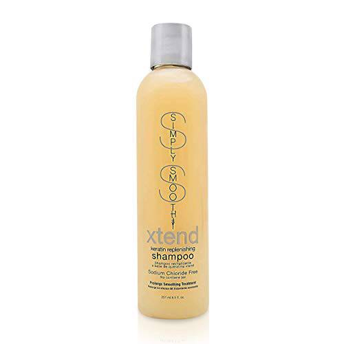 SIMPLY SMOOTH Xtend Keratin Replenishing Shampoo - Collagen Soothing, Moisturizing, Volumizing Daily Haircare Shampoo for All Hair Types - Sodium Chloride Free - 8.5 Oz