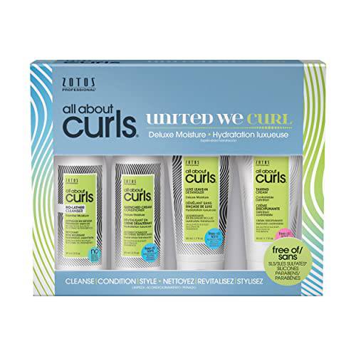 All About Curls Essential & Deluxe Moisture Starter Kit | 4-Piece Set | Cleanse, Moisturize, Define | All Curly Hair Types