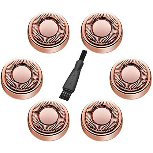 6 Pcs Facial Hair Remover Replacement Heads for Women’s Painless Flawless Hair Remover (Only Fit Gen 1) for Good Finishing and Well Touch, 18K Rose Gold-Plated Blade Head with Cleaning Brush -Rose