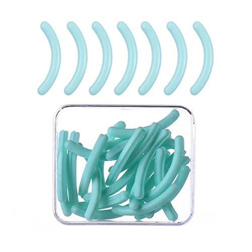 Eyelash Curler Refill Pads, 24 Pack Silicone Replacement Refills Eye Lash Rubber Curler Pads for Universal Eyelash Curler with a Clear Storage Box Cosmetic Accessory, Mint Green (ECP-01)