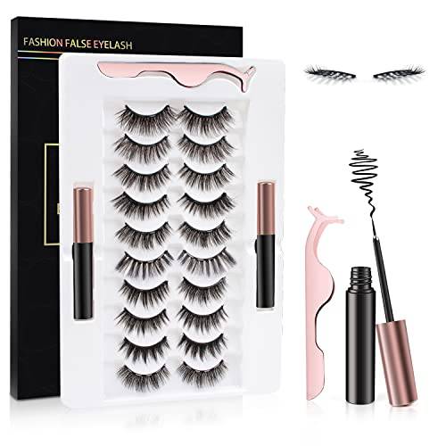Magnetic Eyelashes Kit , False Eyelashes Natural Look, Magnetic Eyelashes with Eyeliner, 2 Magnetic Eyeliners & Tweezers