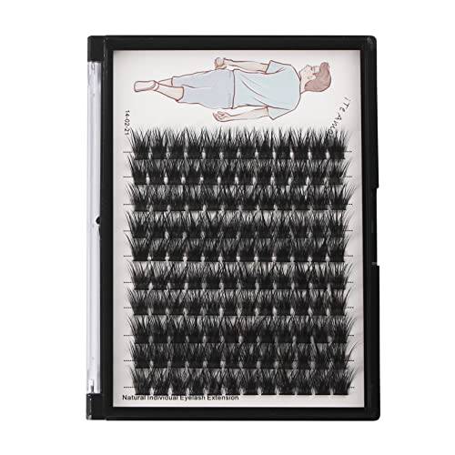 Dedila Large Tray-Grafted Wide Stem Individual False Eyelashes Thick Base 120 Clusters D Curl Natural Long Volume Eye Lashes Extensions Dramatic Look 8-20mm Available (14mm)