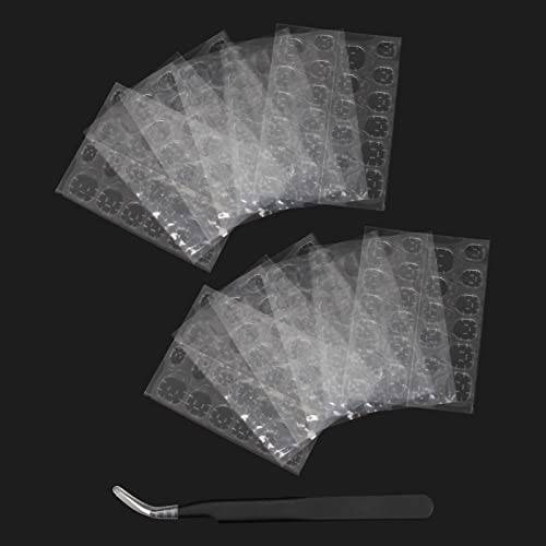 288 PCS Double Sided Nail Glue Stickers, Catcan Breathable Super Sticky Nail Adhesive Tabs for Press on Nails Sticky Tabs with Black Nail Tweezers(12 Sheets)