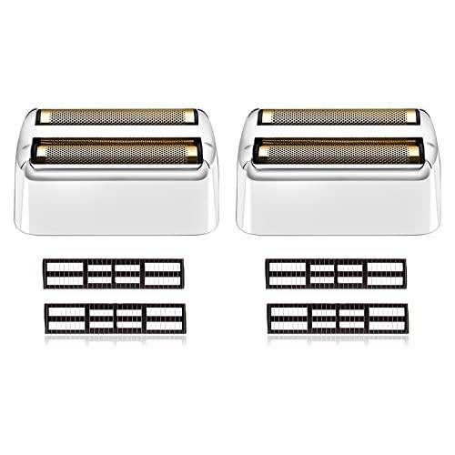 2 PACK silver Shaver Replacement Foil and Cutters compatible with BaByliss Barberology Double FXFS2 Metal shaver foil replacement