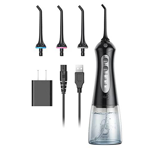 Water Flosser Professional for Teeth Braces, Cordless Teeth Cleaner with 3 Modes 4 Jets, 300ML Water Tank, IPX7 Waterproof, Rechargeable Dental Oral Irrigator for Home Travel