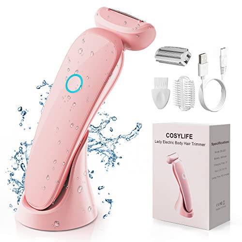 Electric Razor for Women- Womens Shaver Bikini Trimmer for Legs/Bikini/Underarm/Public Hairs，Rechargeable Wet and Dry Painless Cordless with LED Light