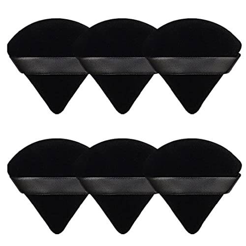 6 Pieces Pure Cotton Powder Puff, Wedge Shape Velour Cosmetic Sponge for Contouring,Makeup Tool For Cosmetic(Black and White) (black)
