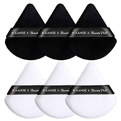 MAANGE 6 Pcs Powder Puff, Triangle Makeup Puff for Loose Powder, Soft Face Body Foundation Powder Puffs, Makeup Tool For Cosmetic, Triangular Design for Contouring, Under Eyes and Corners