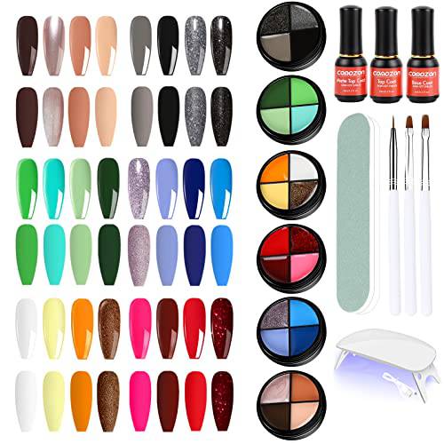 comozon 32 Pcs Gel Nail Polish Kit with UV Light, 2022 Upgraded Solid Cream Gel Nail Polish, 24 Colors All in One Gel Nail Kit with Base Top Coat & Brushes for DIY Nail Paint, Nail Art Design