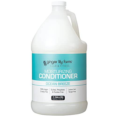 Ginger Lily Farms Club & Fitness Moisturizing Conditioner for Dry Hair, 100% Vegan & Cruelty-Free, Ocean Breeze Scent, 1 Gallon (128 fl oz) Refill