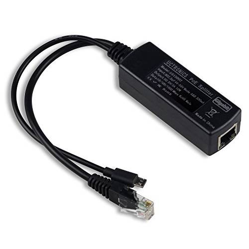 UCTRONICS PoE 분배 기가비트 5V - 마이크로 USB 파워 and 랜포트 to 라즈베리 파이 3B+, Work with Echo Dot, Most 마이크로 USB 보안카메라, CCTV and 태블릿, 태블릿PC - IEEE 802.3af Compliant