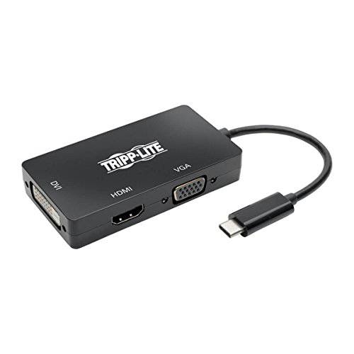 Tripp Lite USB C 멀티포트 변환기 컨버터 HDMI/ DVI/ VGA 4K @ 30Hz USB Type C 썬더볼트 3 블랙 (U444-06N-HDV4KB)