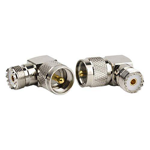 2pcs UHF Male PL259 to Female SO239 RF 동축, 동축, Coaxial,COAX,COAX Adapter, UHF 90°Right 앵글 커넥터, F Type Female to Male 커넥터 for CB 라디오 Antenna, 무선 랜 Devices, 동축, Coaxial,COAX 케이블