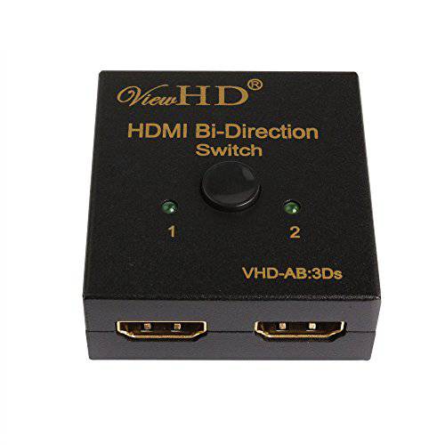 ViewHD AB 양방향 분배기 2x1 | 1x2 HDMI 스위치 분배기 | 울트라 HD | 4K | 3D | HDMI v1.4 | VHD-AB:3Ds