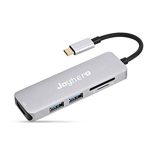 USB C 허브 5 in 1, Joyhero Type-C 허브 to HDMI 변환기 support USB-C Input, HDMI and 2 USB 3.0 Output with TF and SD/ MMC Slot support 3840 x 2160P/ 30Hz Plug and Play for Your 홈 시네마