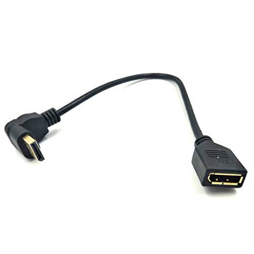 PoyiccotDPtoDP케이블, 30 CM/ 12inch 고 해상도 금도금 90 도 Up DisplayPort,DP (DP) Male to DisplayPort,DP (DP) Female 오디오 and 영상 연장 변환기 케이블 (M/ F Black)