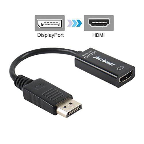 디스플레이Port,DP1.2 to HDMI, Anbear 디스플레이 Port to HDMI 변환기 4K@30HZ 금도금 (Male to Female) for 디스플레이Port,DP Enabled 데스크탑 and 노트북 to HDMI 컨버터 연결 디스플레이