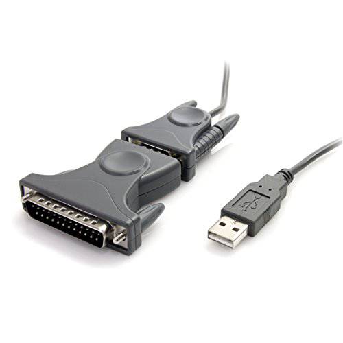 brandnameeng.com USB to Serial 어댑터 - 3 ft/ 1m - 와 DB9 to DB25 핀 어댑터 - Prolific PL-2303 - USB to RS232 어댑터 케이블 (IC USB232DB25), 그레이