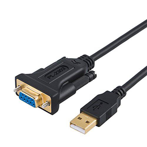 USB to RS232 어댑터 PL2303 칩 3.3 ft, CableCreation USB 2.0 to RS232 Female DB9 Serial 컨버터, 변환기 케이블 Cashier 레지스터, 모뎀, 스캐너, 디지털 카메라, CNC, 1M 블랙