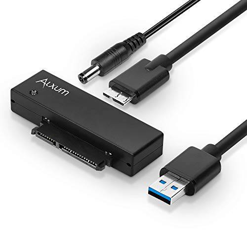 Alxum USB 3.0 to SATA 컨버터 케이블 for 2.5& 3.5 inches SSD HDD,  하드디스크 변환기 with 12V 2A 파워 변환기 and USB 3.0 케이블 Included