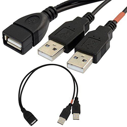 HIGHROCK 30cm USB 2.0 a 파워 Enhancer Y 1 Female to 2 Male Data 충전 케이블 연장 Cord(1pc)
