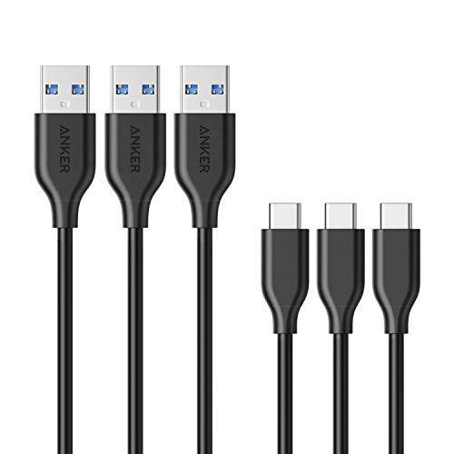 [3 Pack] Anker Powerline USB-C to USB 3.0 케이블 3ft 56k Ohm Pull-up Resistor 삼성 Galaxy Note 8 S8 S8 S9 S10 맥북 소니 XZ LG V20 G5 G6 HTC 10 샤오미 5 and More with for