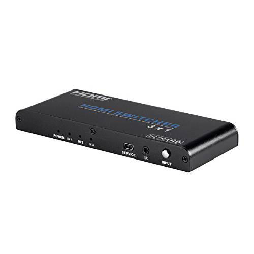Monoprice 블랙bird 4K 3x1 HDMI 2.0 슬림 스위치 - 블랙 |4k @ 60Hz, HDCP 2.2 Compliant, HDR, Dolby TrueHD 지원 and IR 리모컨, 원격
