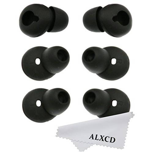ALXCD 이어팁 for Gear 써클 SM-R130, 3 Pair미디엄 Anti-Slip 듀러블 실리콘 교체용 귀 팁 Earpads, 호환 for 삼성 Gear 써클 블루투스 이어폰 SM-R130 [Black] (3 Pair)