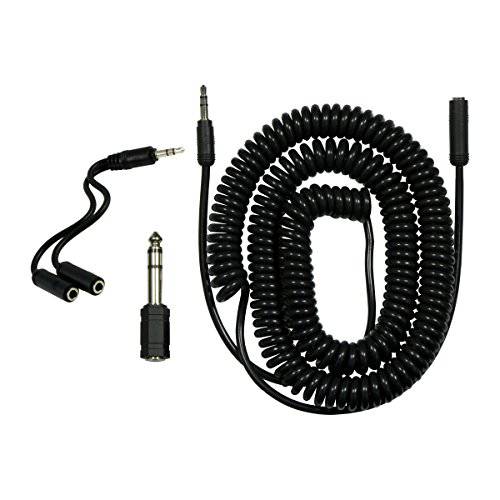 GE 범용 오디오 연장 Kit, 3.5mm Plugs and 말린케이블 연장 케이블, 18 Feet, for 사용 with Headphones, Stereos, Smartphones, 태블릿 and 소리,알람 Systems, 33612