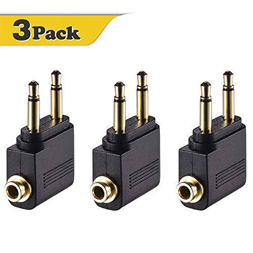 Warmstor 3 Pack 이중 3.5mm Male to 3.5mm Female AUX 오디오 Jack 변환기 컨버터 for Using 헤드폰 on 비행기 Airline Flight