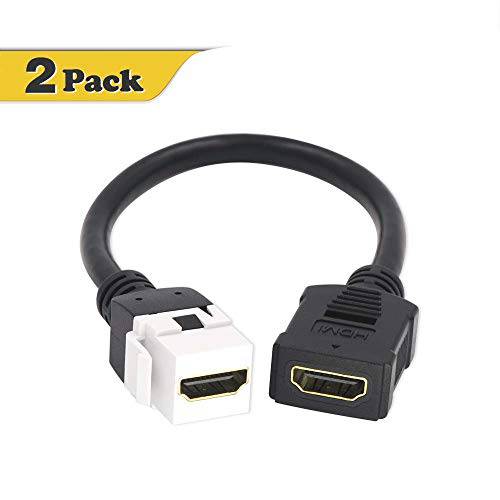 VCE 2-Pack HDMI Keystone Jack Adapter, HDMI Female to Female 피그테일 연장 케이블 연장기,커플러 Jack-6 Inch