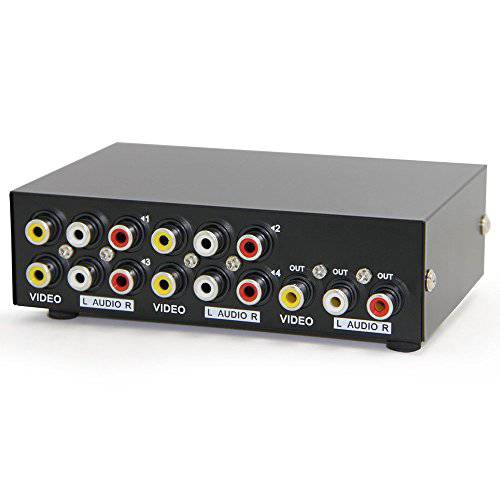 Panlong 4-Way AV Switch RCA 변환기 4 in 1 Out 컴포지트, Composite 영상 L/ R 오디오 셀렉터 박스 for DVD STB 게임 콘솔