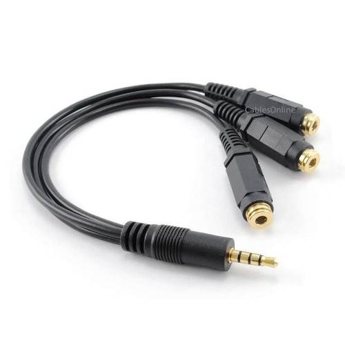 CablesOnline 9-inch 3.5mm (1/ 8) TRRS 4-Pole/ 3-Rings Male to 3X Female 3.5mm TRRS 4-Pole/ 3-Rings 스테레오 분배 오디오 케이블, Gold-Plated, AV-Y01F4
