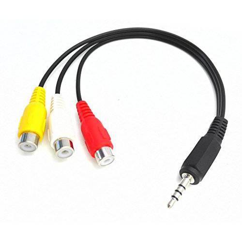 zdyCGTime 블랙 3.5mm Plug Male to 3 RCA Female 어댑터 오디오비디오, AV Cable(25CM) (F/ M))
