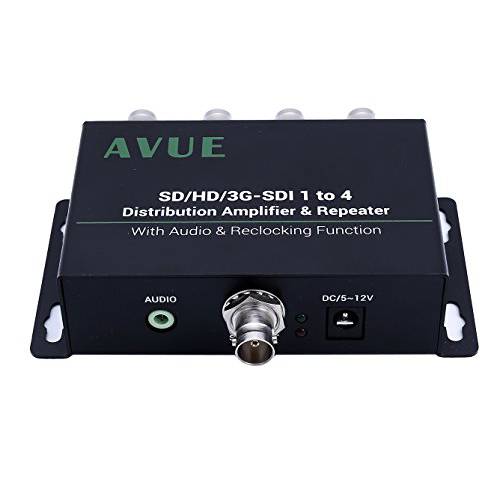 AVUE 3G-SDI/ HD-SDI/ SDI 1x4 분배 리피터&  확장기 Re-clocking 기능, Each 원 extends up to 350ft. 방송 등급