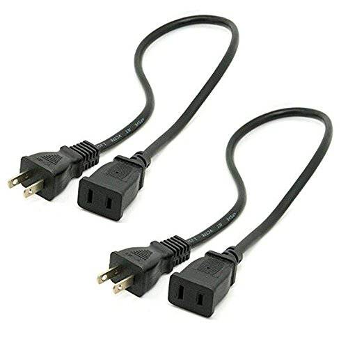 2 Pack USA 파워 연장 케이블 케이블 125V 15A 2-Prong 2 Outlets for NEMA 5-15P to NEMA 5-15R (5ft/ 1.5m)