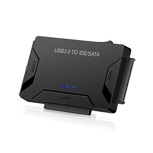 USB 3.0 to SATA/ IDE 변환기 with 범용 2.5/ 3.5 하드디스크 컨버터 for HDD/ SSD&  IDE HDD, 지원 6TB and One-Touch Backup, Include 12V 2A 파워 변환기 USB 3.0 케이블 for 노트북