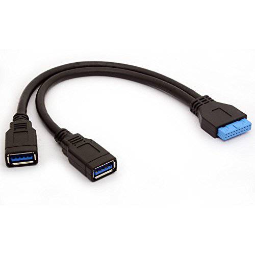 USB 3.0 메인보드 변환기 케이블 20 핀 Header 변환 to Two Female A Type 납,불순물 for DIY 게이밍 PC 25cm