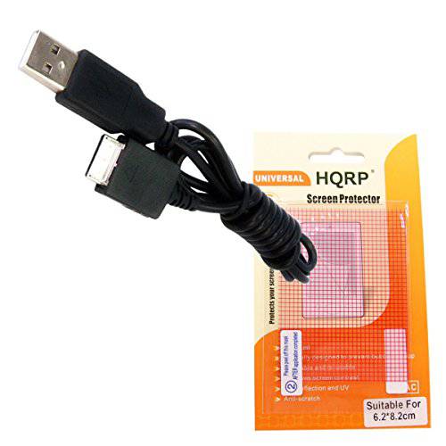 HQRP USB Cable/ 케이블 호환가능한 with 소니 NWZ-S615 NWZ-S616F NWZ-S618F NWZ-S636F NWZ-S638F NWZ-S639F 워크맨 MP3/ MP4+  HQRP LCD 화면보호필름, 액정보호필름